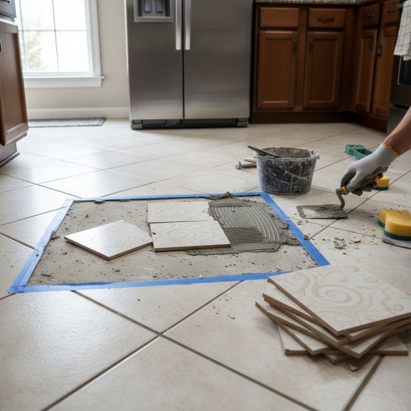 Slate Tile Floor Repair detail